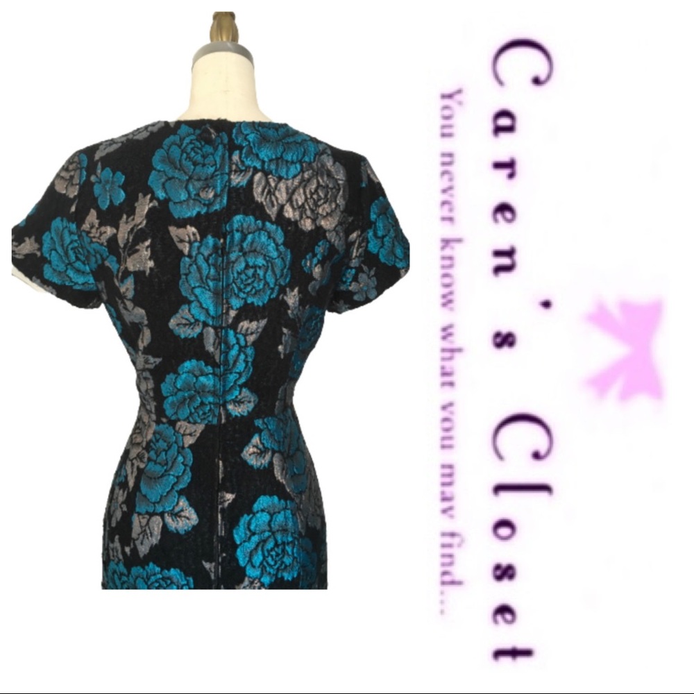 ASOS Metalic Floral Brocade Sheath Dress - Picture 4 of 8